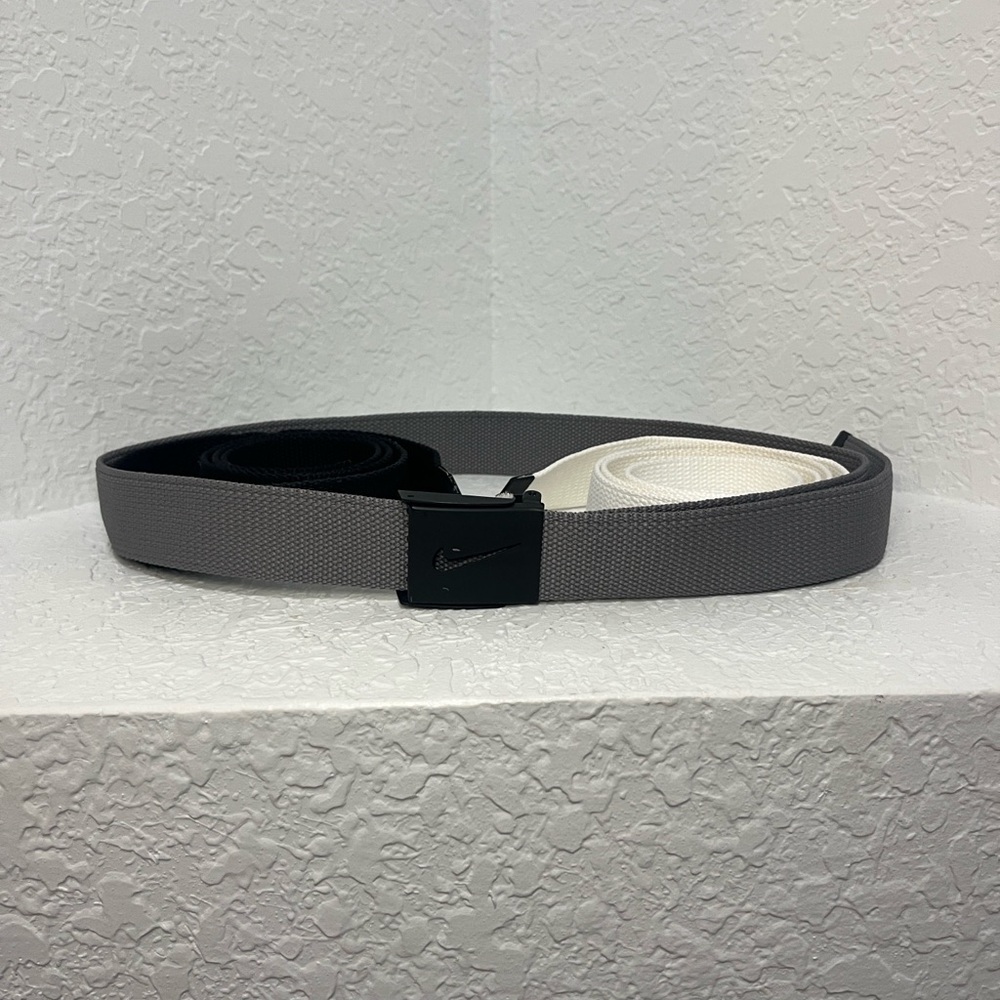 Nike White, Gray, and Black Belt Trio